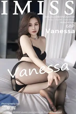 [IMISS爱蜜社]Vol.700 美女Vanessa性感白T配蓝短裙露蕾丝内衣配超薄黑丝诱惑写真68P