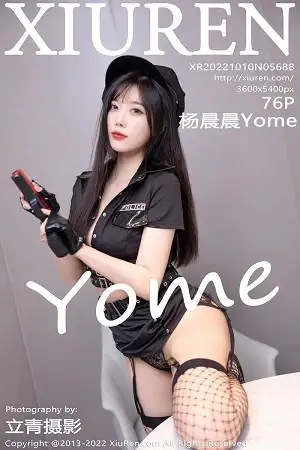 [XiuRen秀人网]No.5688 女神杨晨晨Yome脱警察制服露黑色蕾丝内衣配黑丝吊袜诱惑写真76P