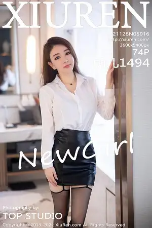 [XiuRen秀人网]No.5916 模特雨儿1494性感白T配黑皮短裙露黑色内衣黑丝吊裙魅惑写真74P