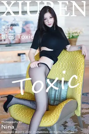 [XiuRen秀人网]No.6036 女神妲己 Toxic黑色收身衣配超薄无内黑丝秀翘臀美腿诱惑写真80P