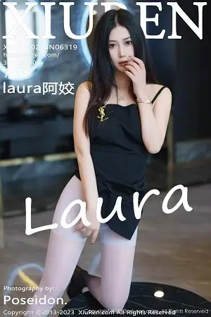 [XiuRen秀人网]No.6319 模特laura阿姣黑色吊带连衣短裙配渐变丝袜秀完美身材诱惑写真78P