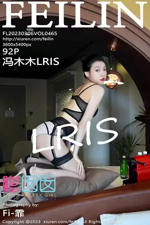 [FeiLin嗲囡囡]VOL.465 女神冯木木LRIS性感黑色情趣内衣配黑丝吊袜秀完美身材诱惑写真92P