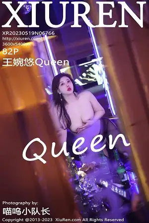 [XiuRen秀人网]No.6766 模特王婉悠Queen性感黑色情趣服配开档黑丝秀惹火身材诱惑写真82P