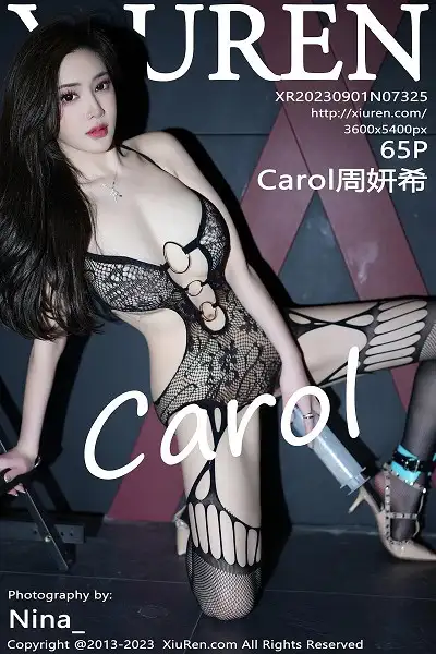 [XiuRen秀人网]No.7325 女神Carol周妍希黑色连蕾丝情趣连体衣+红色情趣服惹火诱惑写真65P