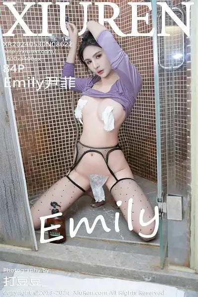 [XiuRen秀人网]No.8622 模特Emily尹菲厨房场景性感紫色包臀短裙配黑丝吊袜秀美腿写真84P