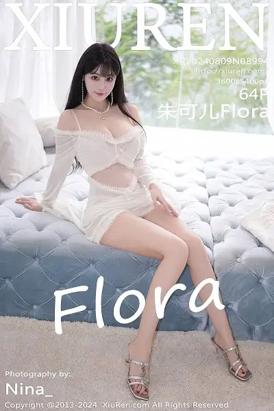 [XiuRen秀人网]No.8994 女神朱可儿Flora性感白色情趣服饰配蓝尾巴秀丰满身材诱惑写真64P
