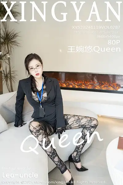 [XINGYAN星颜社]VOL.287 模特王婉悠Queen性感OL服饰露黑色蕾丝连体衣极致魅惑写真80P