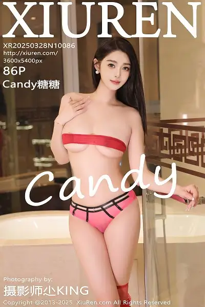 [XiuRen秀人网]No.10086 模特Candy糖糖性感白T配黑短裙露红色丝袜秀丰腴身材诱惑写真86P