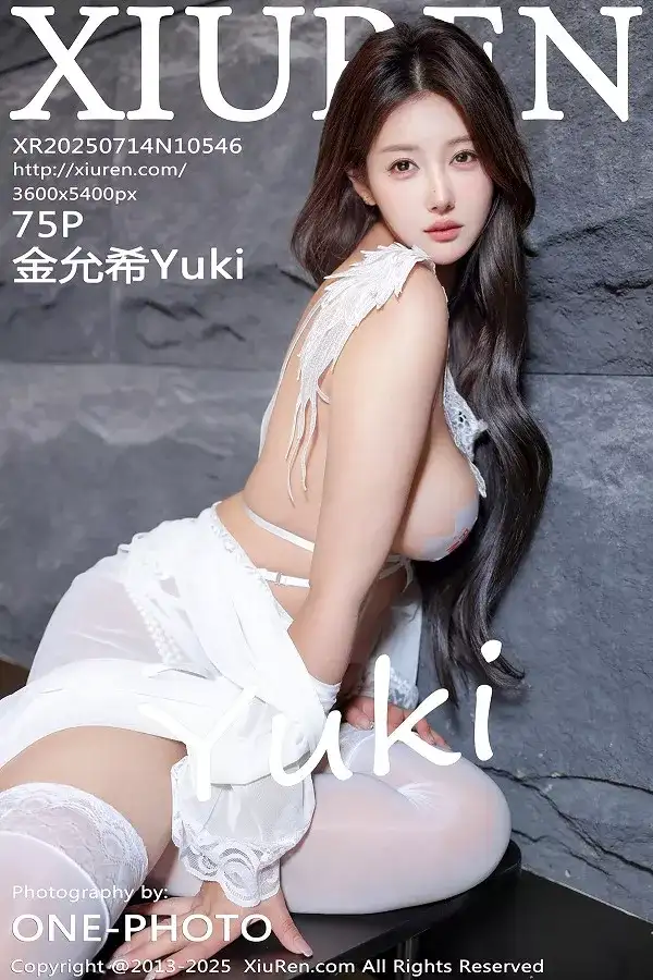 [XiuRen秀人网]No.10546 模特金允希Yuki性感白色蕾丝睡袍露豪乳遮点秀惹火身材诱惑写真75P