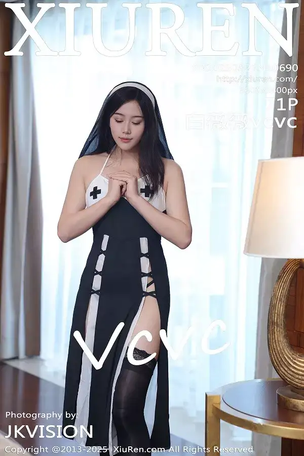 [XiuRen秀人网]No.10690 模特白薇薇vcvc性感黑白修女服饰配黑色丝袜秀丰腴身材诱惑写真71P
