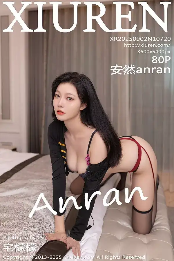 [XiuRen秀人网]No.10720 模特安然anran性感制服露黑色内衣配黑丝吊袜秀曼妙身姿诱惑写真80P