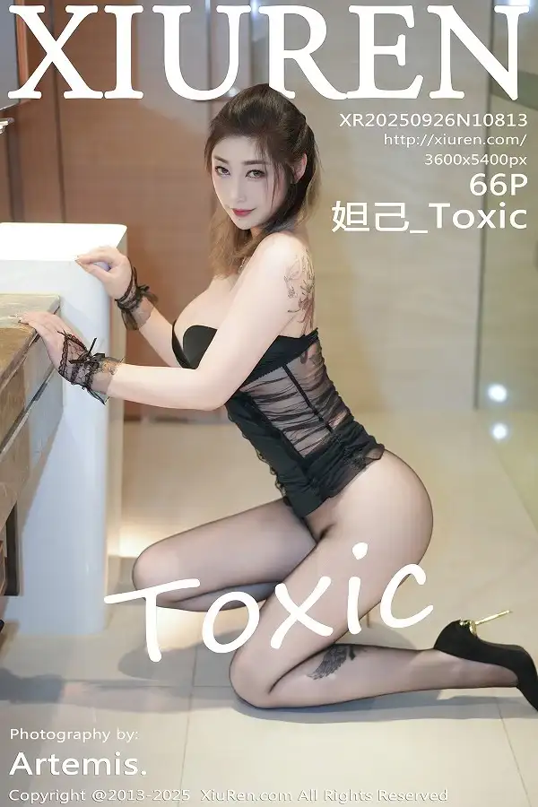 [XiuRen秀人网]No.10813 女神妲己 Toxic性感黑色情趣内衣配超薄黑丝秀雪峰美臀诱惑写真66P