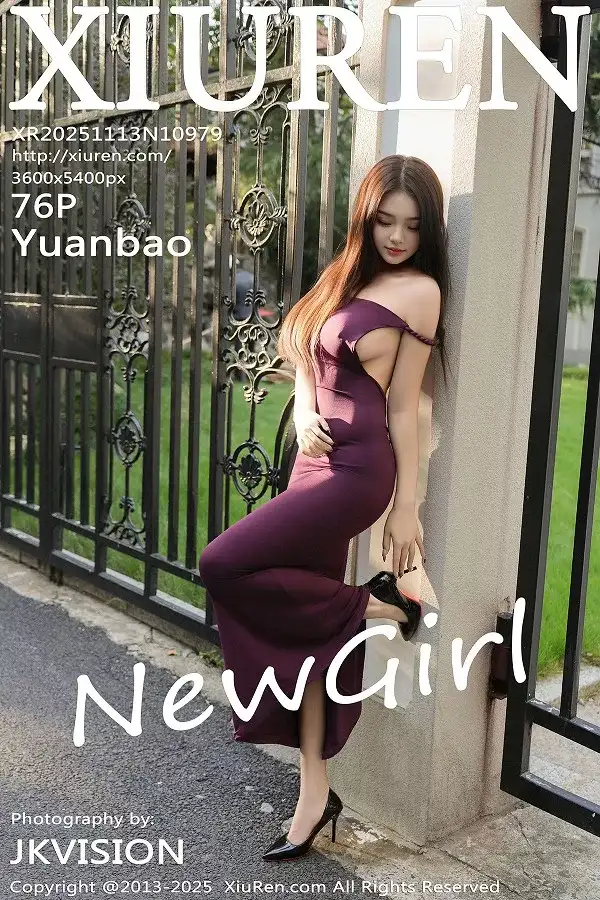 [XiuRen秀人网]No.10979 新人模特Yuanbao性感紫色连衣裙露黑色情趣内衣秀丰满身材写真76P