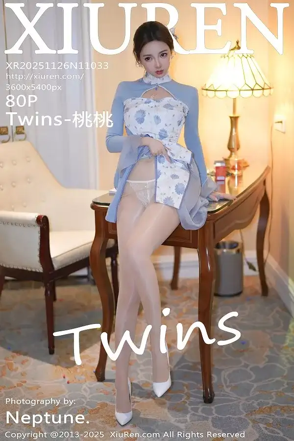 [XiuRen秀人网]No.11033 模特Twins-桃桃性感蓝色连衣裙露白色内衣秀曼妙身姿诱惑写真80P