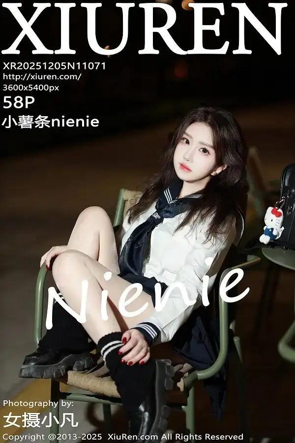 [XiuRen秀人网]No.11071 模特小薯条nienie性感白T配黑色短裙露超薄黑丝秀美腿诱惑写真58P