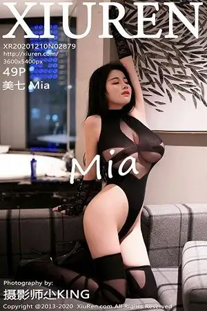 [XiuRen秀人网]No.2879 嫩模美七Mia黑色魅惑情趣内衣配黑丝袜秀丰乳肥臀惹火诱惑写真49P