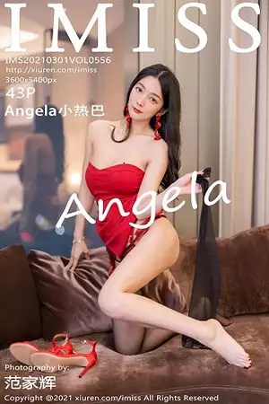 [IMISS爱蜜社]Vol.556 女神Angela小热巴鲜艳红色抹胸配吊带蕾丝袜秀完美身材诱惑写真43P