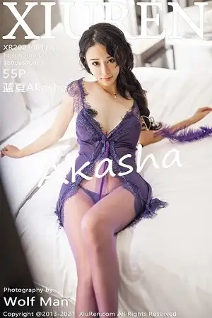 [XiuRen秀人网]No.3555 嫩模蓝夏Akasha私房紫色情趣内衣露豪乳血滴子遮点诱惑写真55P